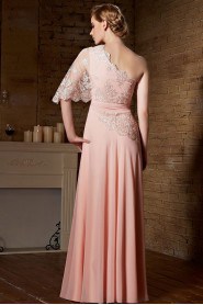 A-line Asymmetrical Evening / Prom Dress Floor-length with Embroidery