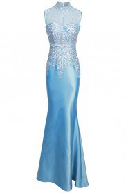 Trumpet / Mermaid High Neck Evening / Prom Dress Floor-length with Pearl