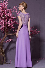 Scoop Short Sleeve Floor-length Evening / Prom Dress with Paillettes