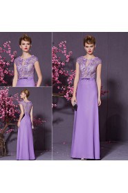 Scoop Short Sleeve Floor-length Evening / Prom Dress with Paillettes