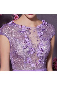 Scoop Short Sleeve Floor-length Evening / Prom Dress with Paillettes