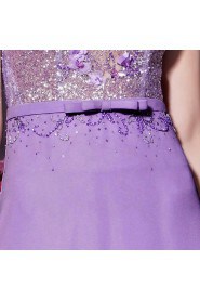 Scoop Short Sleeve Floor-length Evening / Prom Dress with Paillettes