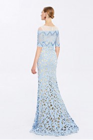 Hollow Out Scoop Half Sleeve Evening Dress Sheath / Column with Embroidery