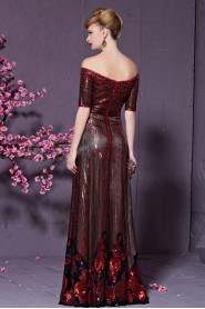 Off-the-shoulder Floor-length Evening / Prom Dress with Pearl