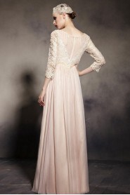 Hollow Out 3/4 Length Sleeve V-Neck Evening / Prom Dress with Paillettes