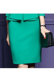 Knee-length 3/4 Length Sleeve Scoop Mother of the Bride Dress