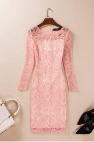 Knee-length Long Sleeve V-neck Mother of the Bride Dress