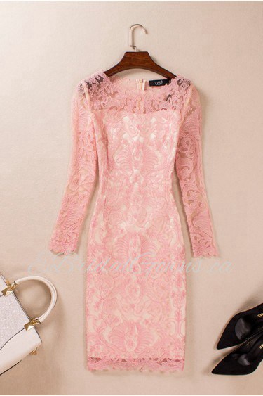 Knee-length Long Sleeve V-neck Mother of the Bride Dress