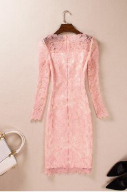 Knee-length Long Sleeve V-neck Mother of the Bride Dress