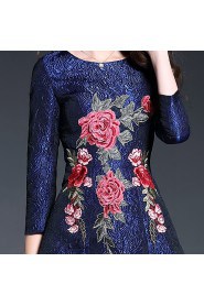 A-lineShort / Mini 3/4 Length Sleeve Scoop Embroidery Mother of the Bride Dress