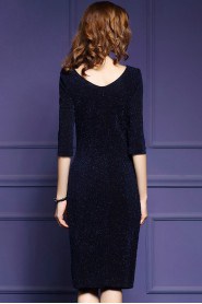 Sheath / Column Knee-length 3/4 Length Sleeve Scoop Mother of the Bride Dress