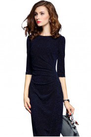 Sheath / Column Knee-length 3/4 Length Sleeve Scoop Mother of the Bride Dress