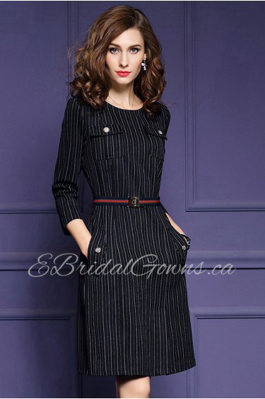 A-line Knee-length 3/4 Length Sleeve Scoop Mother of the Bride Dress