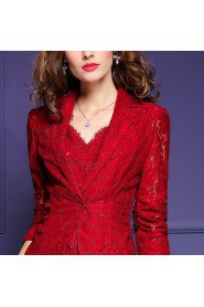 Lace Sheath / Column 3/4 Length Sleeve Mother of the Bride Dress