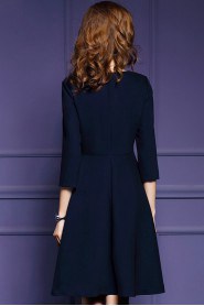 A-line Knee-length 3/4 Length Sleeve Scoop Beading Mother of the Bride Dress