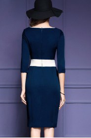 Sheath / Column Knee-length 3/4 Length Sleeve Jewel Mother of the Bride Dress