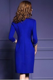 Sheath / Column Knee-length 3/4 Length Sleeve Scoop Embroidery Mother of the Bride Dress