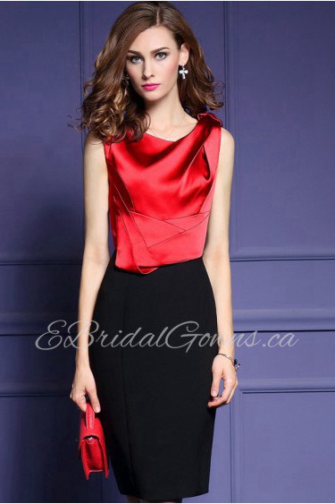 Knee-length Sleeveless Ruched Mother of the Bride Dress