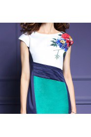 Sheath / Column Asymmetrical Knee-length Short Sleeve Scoop Ruched Mother of the Bride Dress