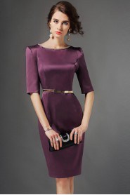 Knee-length Half Sleeve Scoop Beading Mother of the Bride Dress