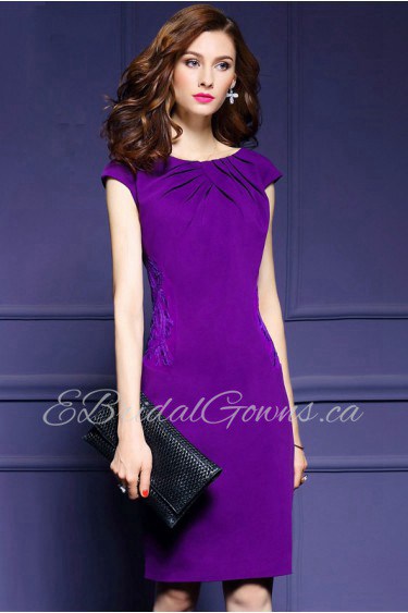 Sheath / Column Knee-length Sleeveless Scoop Ruched Mother of the Bride Dress