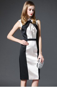 Knee-length Sleeveless High Neck Mother of the Bride Dress