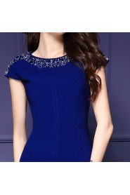 Knee-length Short Sleeve Scoop Beading Mother of the Bride Dress