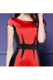 Sheath / Column Knee-length Short Sleeve Scoop Mother of the Bride Dress