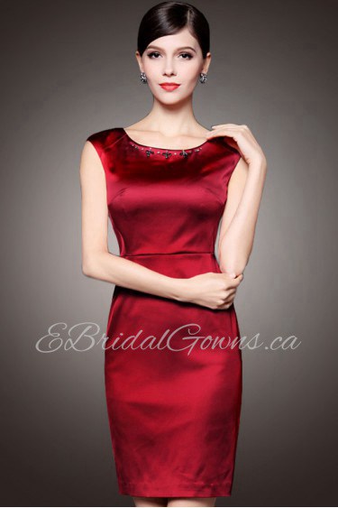 Knee-length Sleeveless Scoop Beading Mother of the Bride Dress