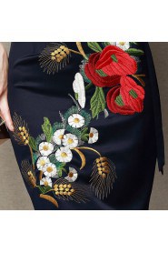 Knee-length 3/4 Length Sleeve Scoop Embroidery Mother of the Bride Dress