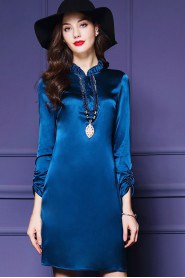 Sheath / Column Knee-length 3/4 Length Sleeve High Neck Mother of the Bride Dress