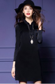 Sheath / Column Knee-length 3/4 Length Sleeve High Neck Mother of the Bride Dress