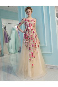 A-line Scoop Prom / Formal Evening Dress with Embroidery