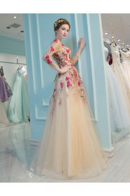 A-line Scoop Prom / Formal Evening Dress with Embroidery