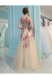 A-line Scoop Prom / Formal Evening Dress with Embroidery