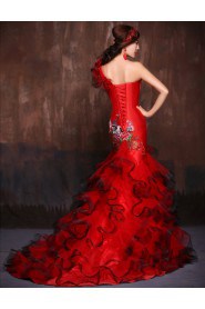 Trumpet / Mermaid One Shoulder Prom / Formal Evening Dress with Embroidery