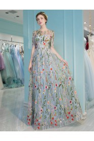 A-line Bateau Prom / Formal Evening Dress with Flower(s)