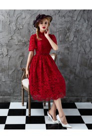 A-line High Neck Cocktail Party Dress with Embroidery