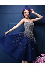 A-line Strapless Cocktail Party Dress with Beading