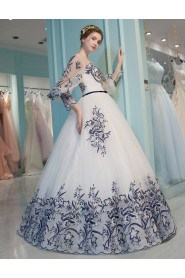 Ball Gown Scoop Lace Prom / Formal Evening Dress with Embroidery