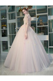 Ball Gown Jewel Tulle Prom / Formal Evening Dress with Flower(s)