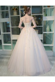 Ball Gown Jewel Tulle Prom / Formal Evening Dress with Flower(s)