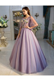 Ball Gown Scoop Prom / Formal Evening Dress with Flower(s)