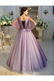 Ball Gown Scoop Prom / Formal Evening Dress with Flower(s)