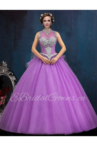 Ball Gown High Neck Prom / Formal Evening / Quinceanera / Sweet 18 Dress with Crystal