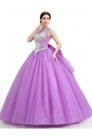 Ball Gown High Neck Prom / Formal Evening / Quinceanera / Sweet 18 Dress with Crystal