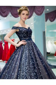 Ball Gown Off-the-shoulder Tulle Prom / Formal Evening Dress with Sequins