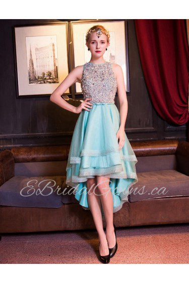 A-line Jewel Cocktail Party Dress with Beading