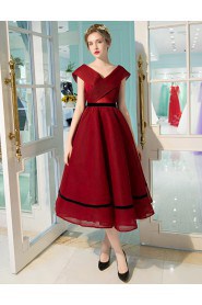 A-line V-neck Cocktail Party Dress with Flower(s)