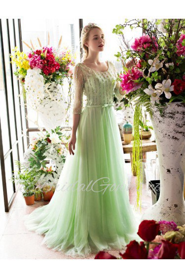 A-line Scoop Prom / Formal Evening Dress with Beading